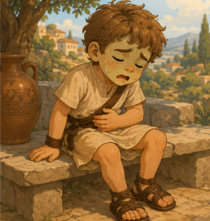 Kynthos with a stomach ache