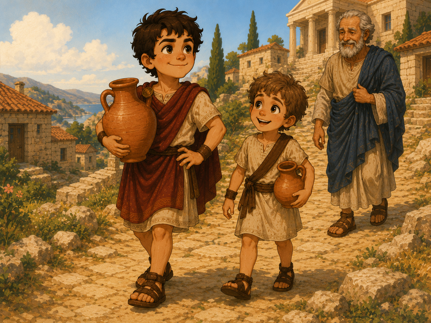 Steve and Kynthos at the bottom of a hill