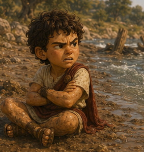 Steve still sitting on the riverbank, looking angry and wishing someone would come build a new bridge for them.
