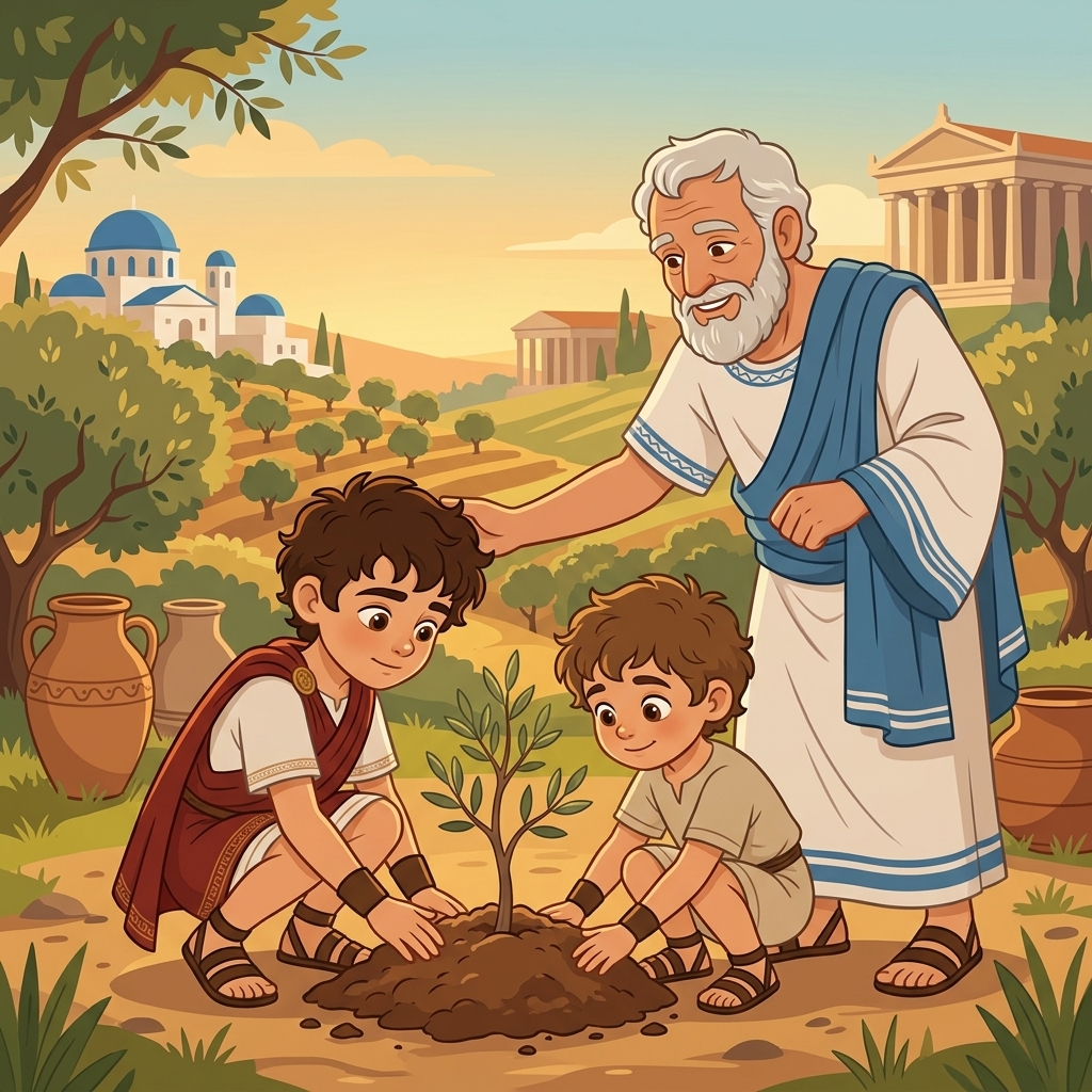 Steve and Kynthos patting the dirt